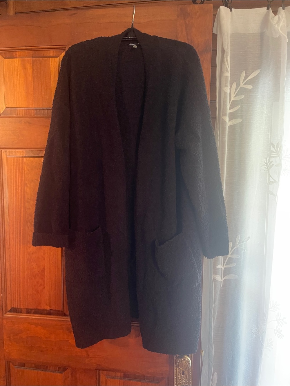 Eileen Fisher Black Textured Long Cardigan